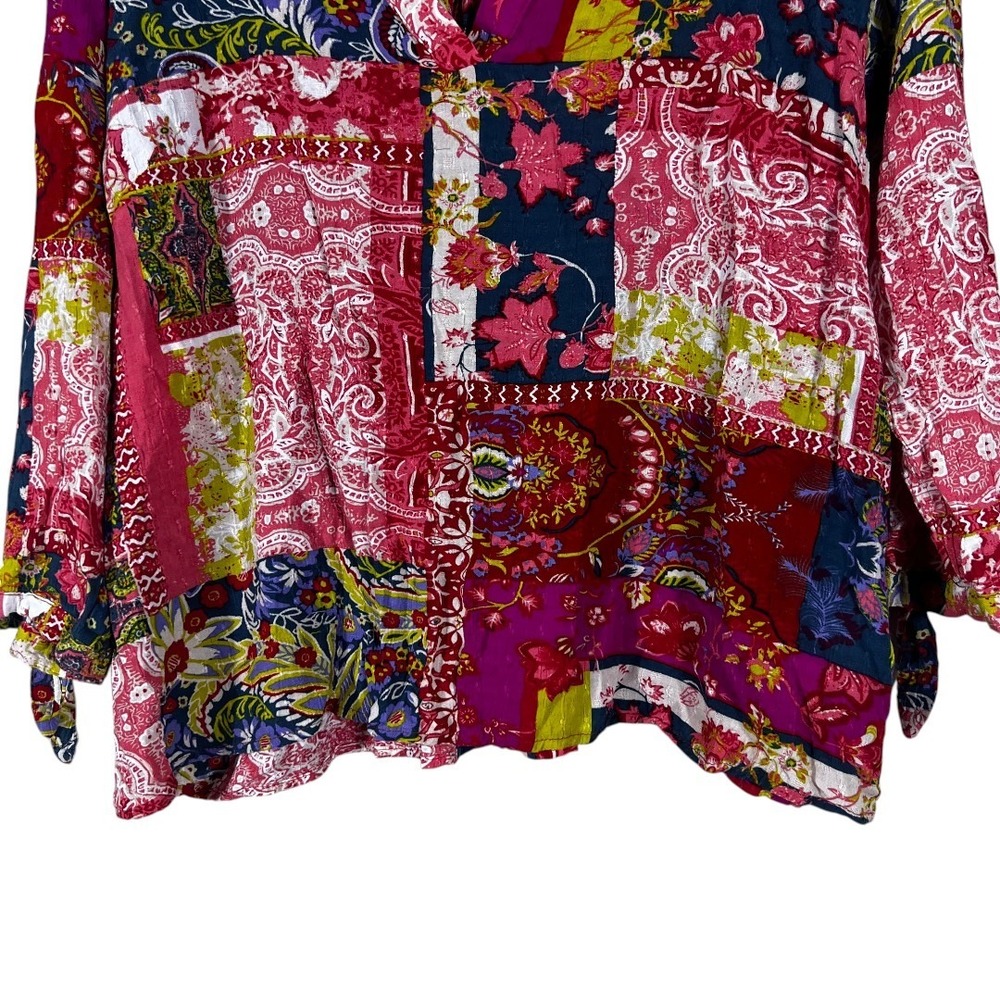Jones New York Patchwork Paisley Floral Top Multicolor Boho Maximalist Size 3X - Picture 3 of 8
